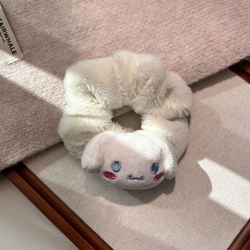Cinnamoroll Plush Hair Tie: Fluffy Cartoon Hair Rope for Girls