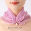 Fashion Printed Gauze Scarf Pearl Pendant Scarf Spring Lightweight Muffler Women Decorative Small Silk Scarf Headband