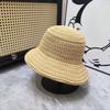 Summer UV Protection Straw Sun Hat for Women Wide Brim Hollow Crochet Bucket Hat Foldable Beach Sunshade Fisherman Cap