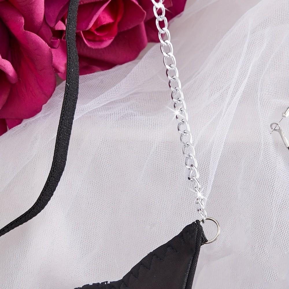 Hollow Lingerie Suit Chains Open Crotch Thong Sweet Bra Briefs Set Valentine's Day