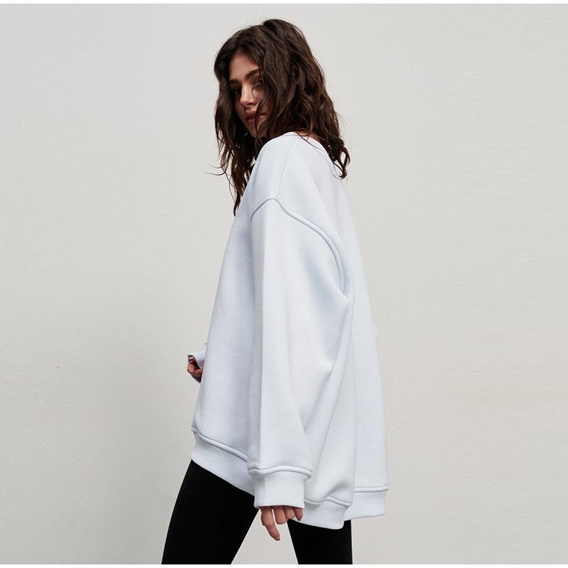 Women Cozy Pullover Autumn Winter Oversized Crew Neck Sweatshirts Fleece Thickened Warm Pullover Sweaters Comfy Fashion Outfits Clothes