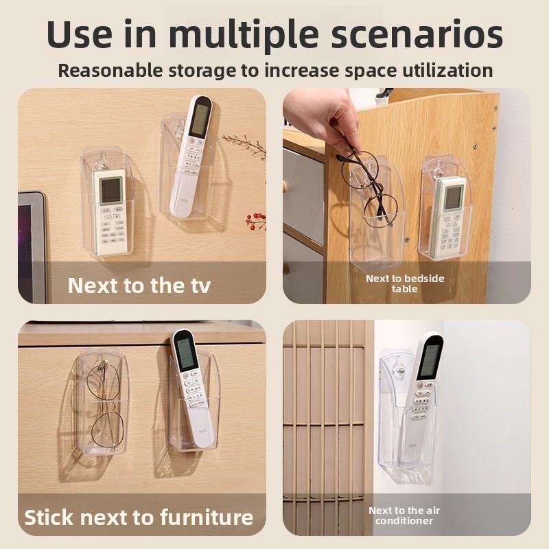 658E52 Einfacher und großzügiger Acryl-TV-Fernbedienungshalter 1/4 Gehäuse Wandmontage Aufbewahrungsbox für Mobiltelefon und Fernbedienung