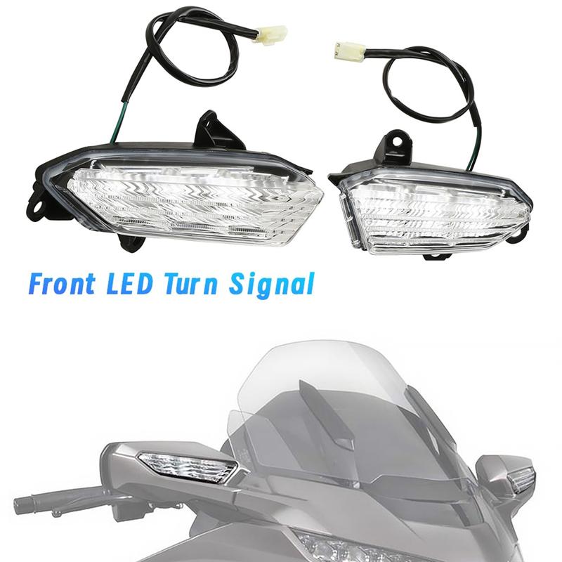 

Front LED Turn Signal For Honda Gold Wing Gl1800 18-24 Windshield Decorative Light Brake Light Motorcycle Driving Black Transparent