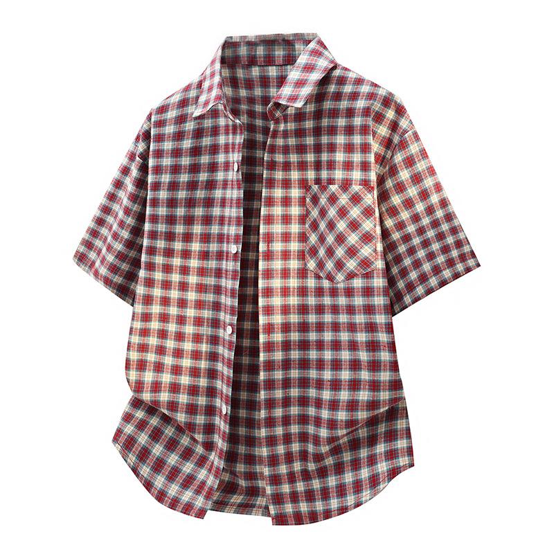 Bubble Gauze Short Sleeved Shirt Loose Casual Summer Thin Half Sleeved Shirt