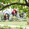 Parrot Pendant, Waterproof Resin Outdoor Garden Decoration with Iron Ring Suspension, Realistic Macaw Pair Hanging Ornament for Balcony Trees Indoor