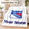 Custom Text Flannel Blanket New York Rangers Print Warm Cozy Blanket Home Sofa Bedding
