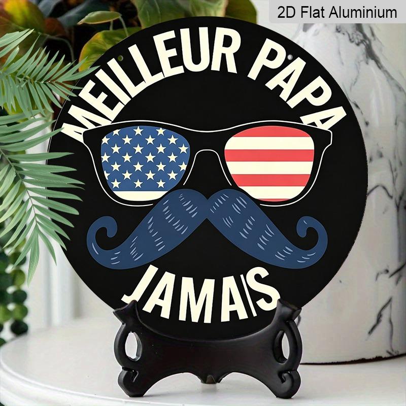 2D Flat Father's Day Themed Aluminum Pendant, Available in Various Sizes. Featuring An American Flag, Sunglasses, and A Mustache, It's An Ideal