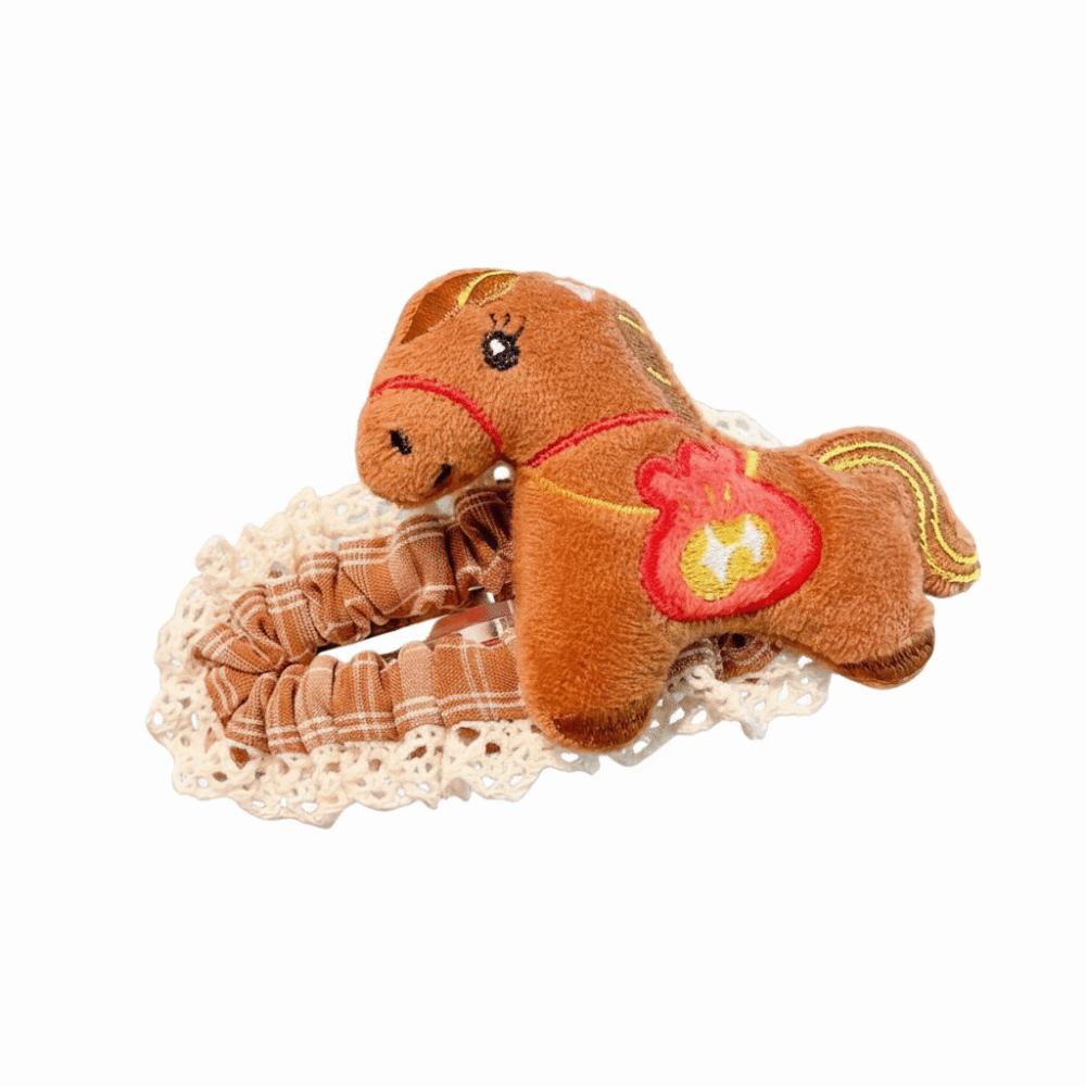 Grid Cartoon Hair Clip Large Plush Edge Clip Creative Horse Hairpins  2026 New Year
