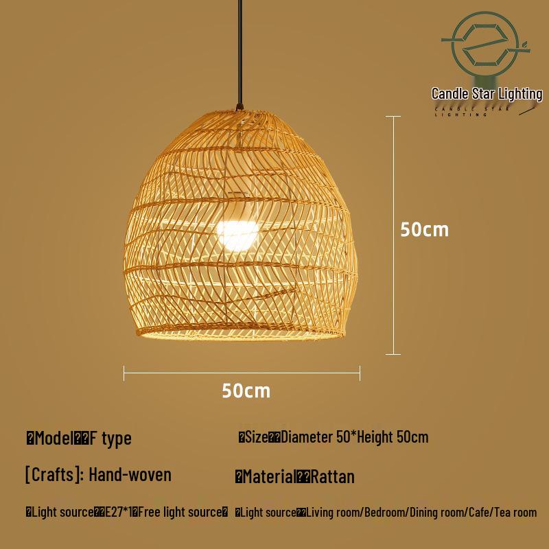 Zen Style Bamboo Rattan Pendant Light for Tea Rooms and Restaurants