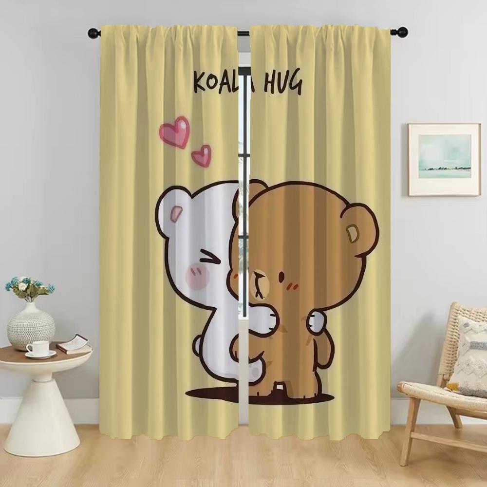 

Set Of 2 Elegant Kawaii Bear Curtains Living Room Curtain Shades Partition Halloween Decoration Kitchen With Light Blocking Polyester Perfect For Area W100*H130(CM)-Grommet top&2PCS