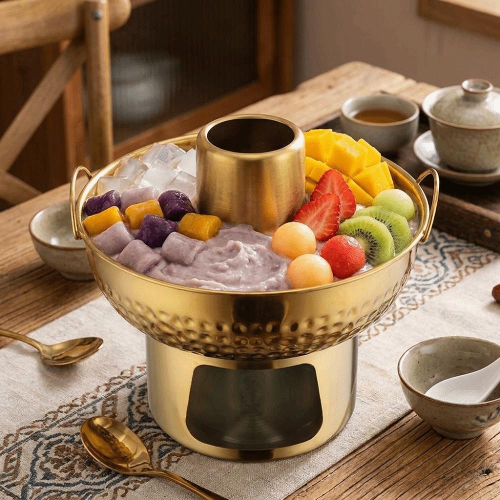 Doppelohr Edelstahl Kleiner Hot Pot Verdickter Holzkohle Hot Pot Tragbarer Dessert Hot Pot Camping