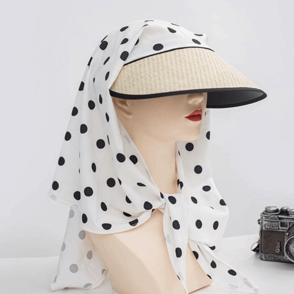 Polka Dots Beach Sun Hat UV Protection Bucket Hat Trendy Women's Headscarf Hat Summer Outdoor