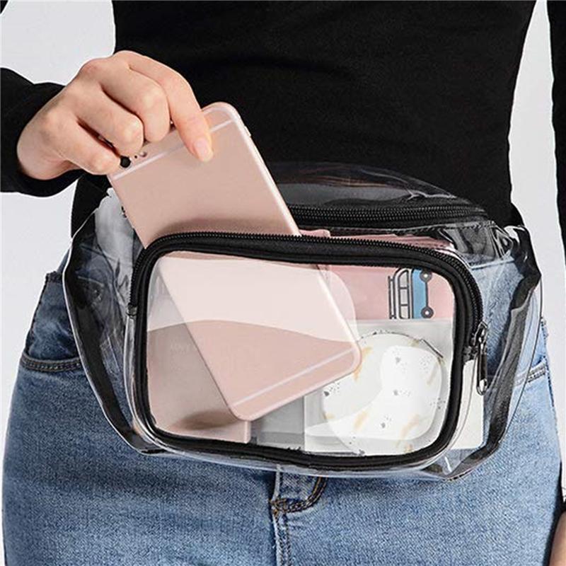 1 Piece PVC Women Waist Fanny Pack Belt Bag Hip Bum Bag Clear Transparent Chest Pouch Drifting Mobile Phone Storage Bags