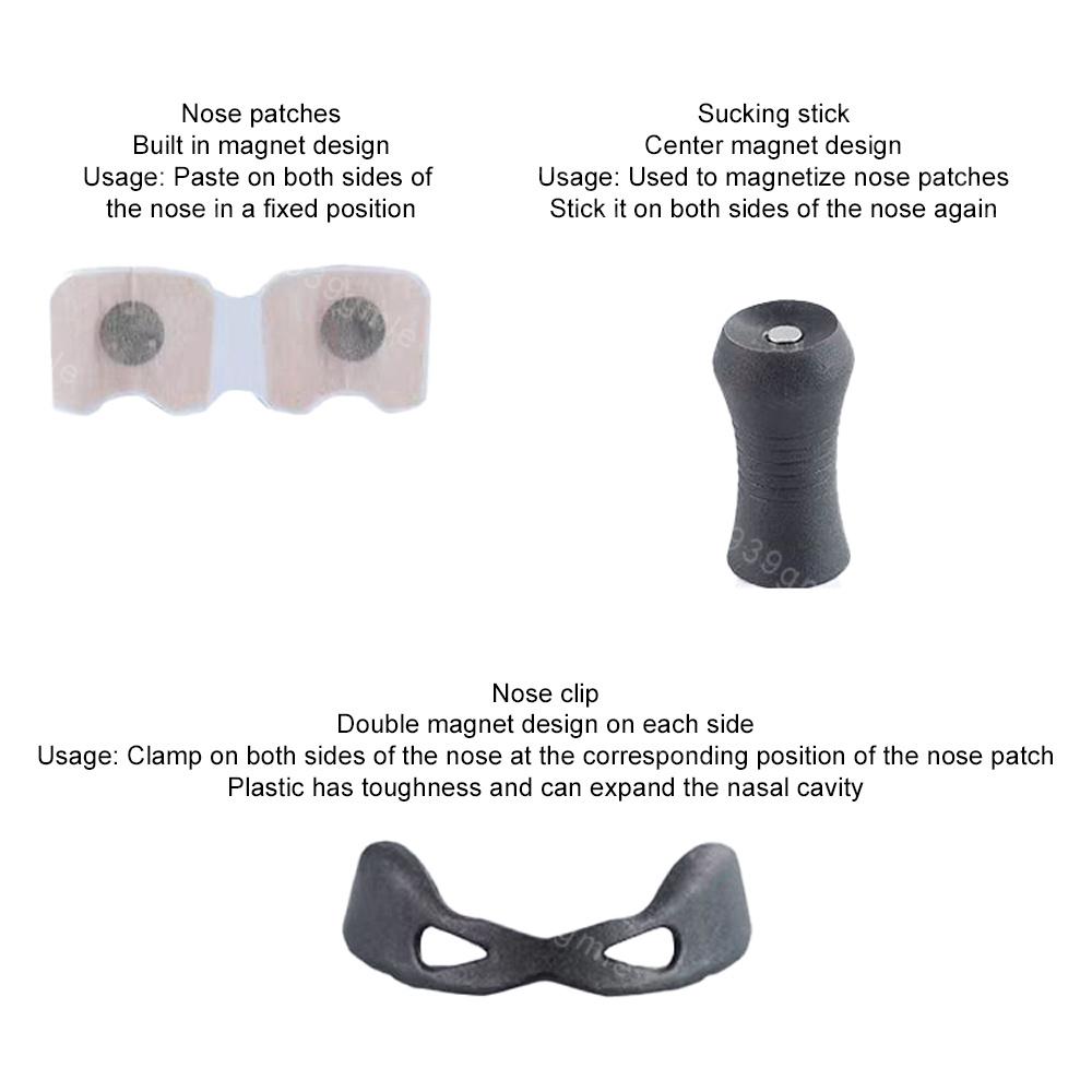 Kit de démarrage de dilatateurs nasaux magnétiques pour respiration nasale Bandes nasales Pince nasale Anti-ronflement Améliore le sommeil Aide à prévenir le ronflement