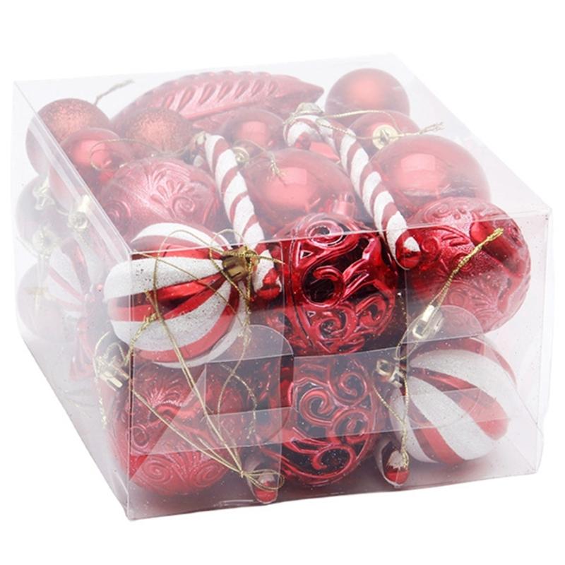 40pcs Durable Christmas Tree Balls Decoration Set Plastic Christmas Baubles Ornaments In Various Colors Ornaments