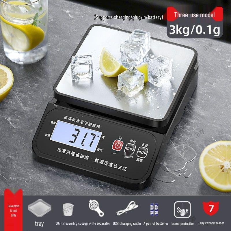 High-Precision Rechargeable Kitchen Scale - Small, Electronic, and Ideal for Home Cooking.