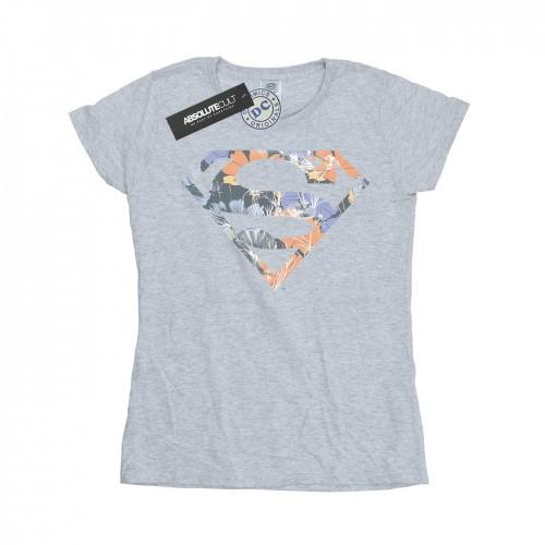 DC Comics Camiseta feminina/feminina Superman Floral Logo 2 algodão XL branco