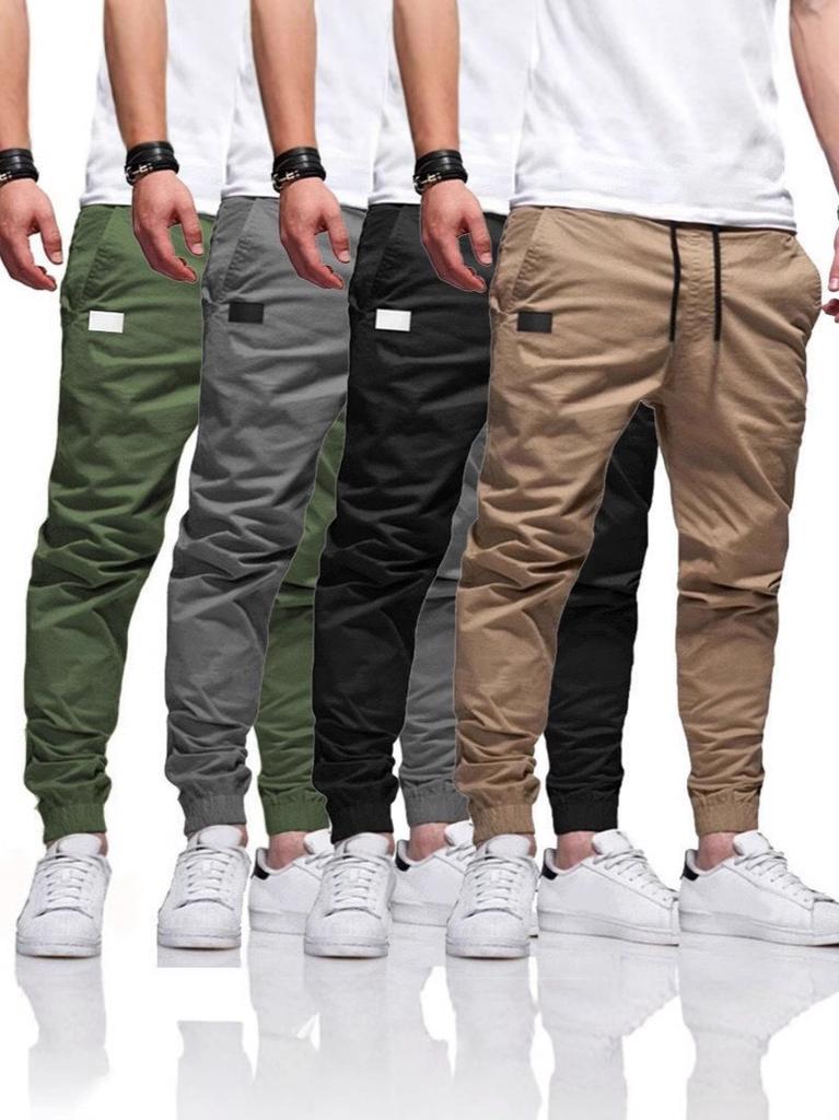 Men Cargo Pants With Drawstring For Casual Wear In Cotton Blend Fabric For Youth