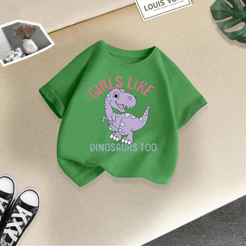 Children T-shirtDinosaur Printed Kids 100% Cotton Clothes Tshirt Tops Tee Boys Girls Short-sleeved T Shirt 2-13Y