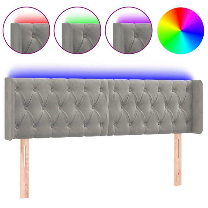 VidaXL LED Headboard Bedroom Furniture Double Bed Accessory Head of Bed Frame Interior Light Grey 3123626