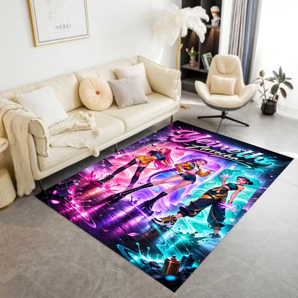 1pc K-pop Demon Hunters Rug Home Carpet Decoration Office Decor Gift Living Room Bedroom