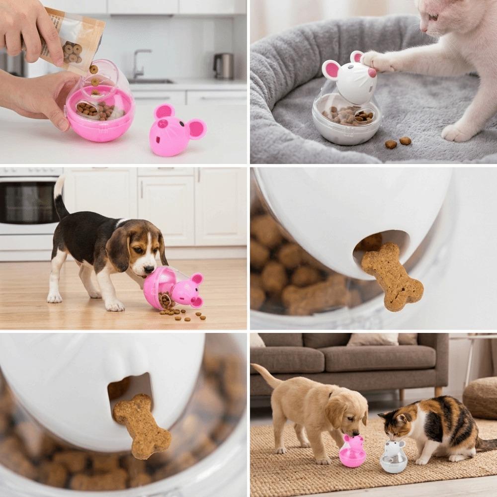 Mouse Head Shaped Cat Toy Polyester & Polymeric Material Cat Treat Dispenser Indoor Play