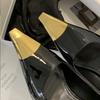 Eilyken Splicing Metal Pointed Toe Women Pumps Street Style Thin High Heels Elegant Party Mule Ladies Shoes