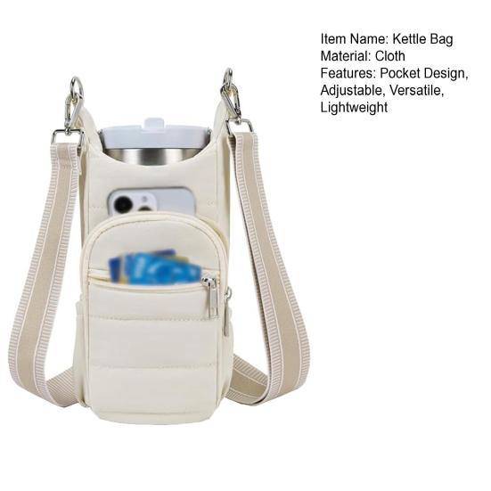 Prošívaná crossbody taška na láhev s vodou s kapsami Dámská taška na konvici Měkká polstrovaná taška přes rameno pro venkovní kempování, sport, cestování