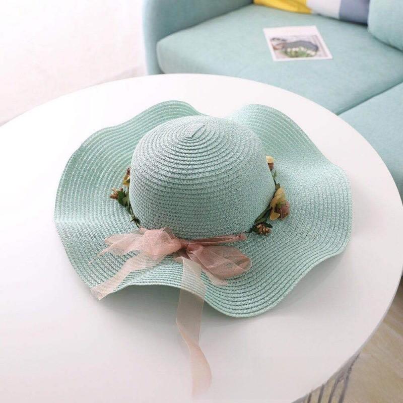 Summer Wide Brim Sun Hat For Women With Breathable Paper Material And Flower Design For Beach And Outdoor Travel