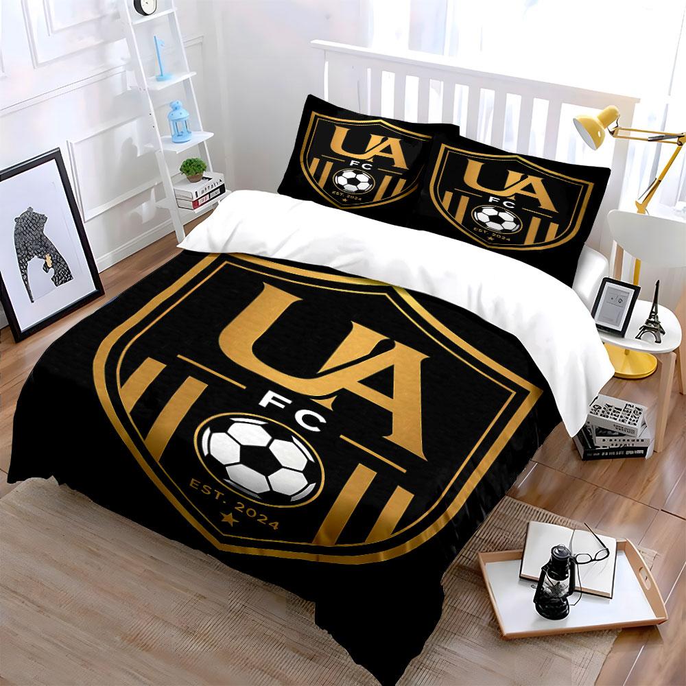 UA FC Soccer Emblem Bedding Set Bedding Duvet Cover Set Duvet Cover Pillowcases (1 * Duvet Cover 2 * Pillowcases, Without Duvet Insert)