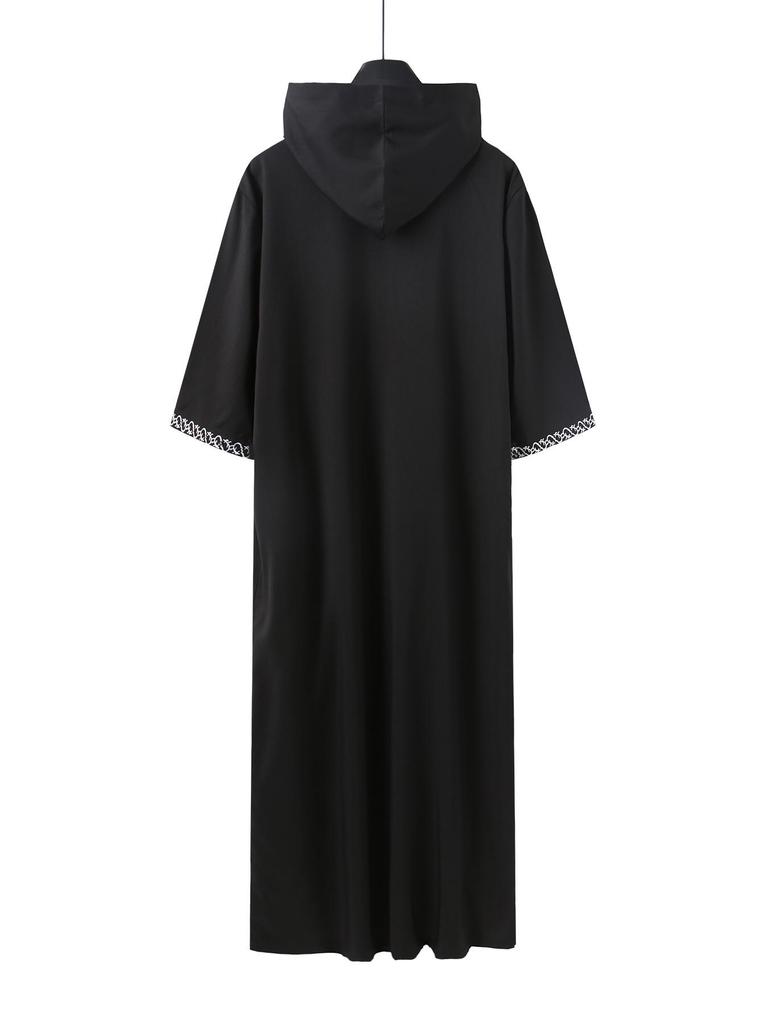 Embroidered Hooded Robe for Muslim Men, New Style Middle Eastern Thobe, Loose Long Sleeve Ethnic Design, Available Now