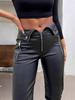 Women's High Waist PU Leather Nightclub Pants with Metal Zipper - INS Style, Winter Straight Leg Design