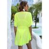 Women's See Through Mesh Deep V Irregular Waist Waist Beach Bikini Smock Dress