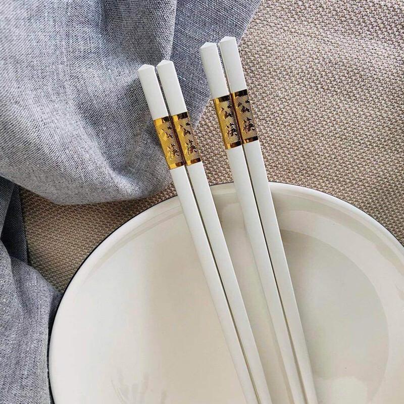 

Embossed White Home Serving Chopsticks