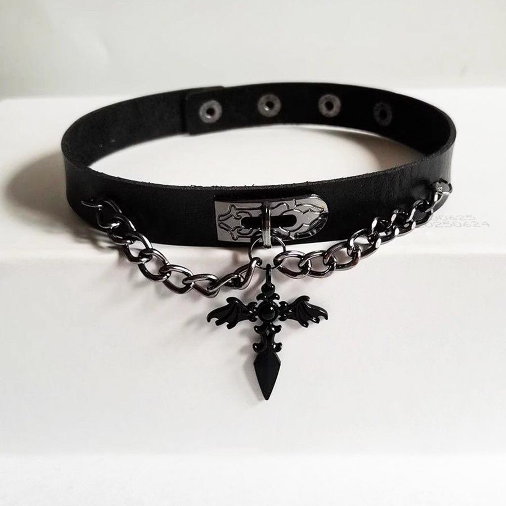 European and American cross-border y2k babes butterfly leather collar punk rock choker collarbone chain necklace foreign trade jewelry