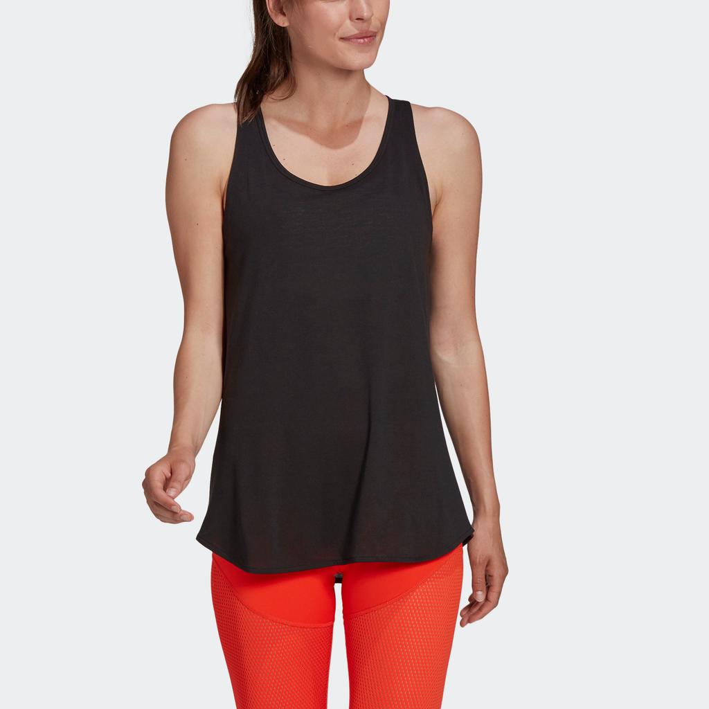 Adidas Karlie Kloss Back Logo Print Round Neck Sleeveless Sports Tank Top Women Tops Black GH8226