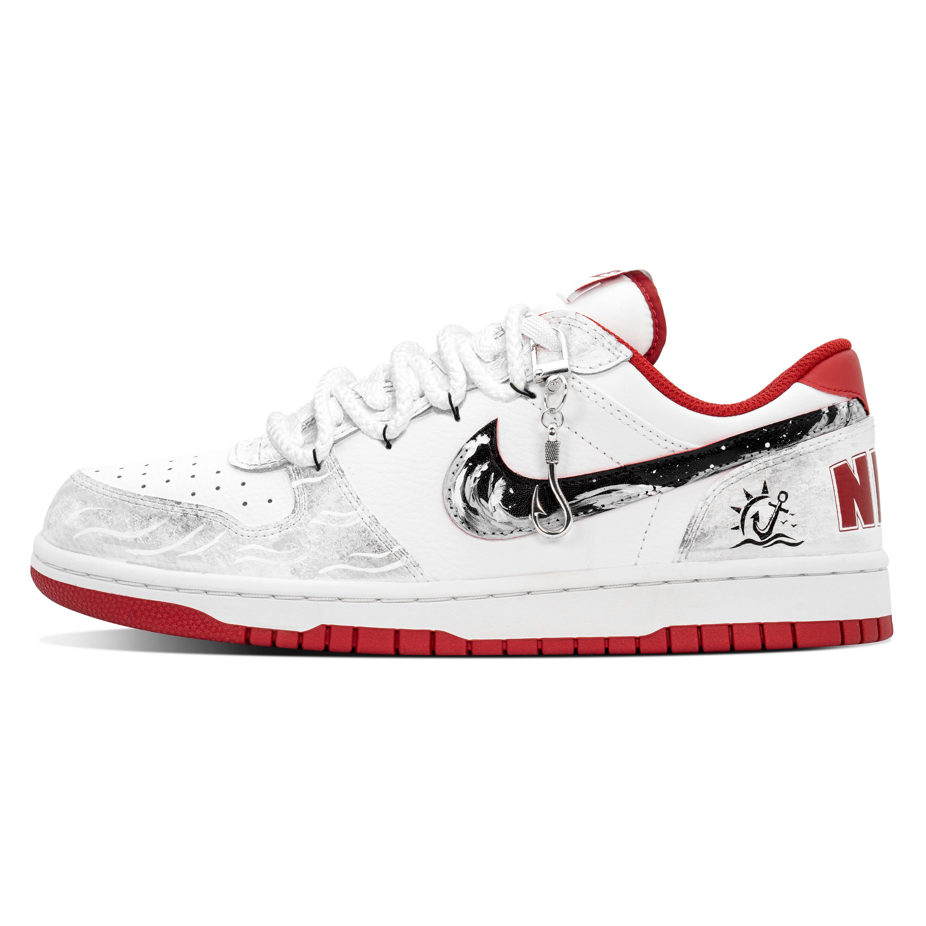 

Nike Big DEER Great Navigator Leather Abrasion Resistant Slip Resistant Low top Skateboard Shoes Men s Black Red 355152-150(Team84-) 42