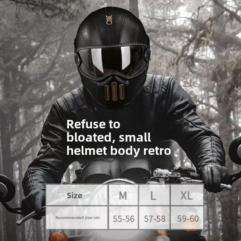 Classic Old School Pig Nose Full Face Motorcycle Helmet DOT Approved Scooter Riding Biker Aesthetic Stitching Details Men