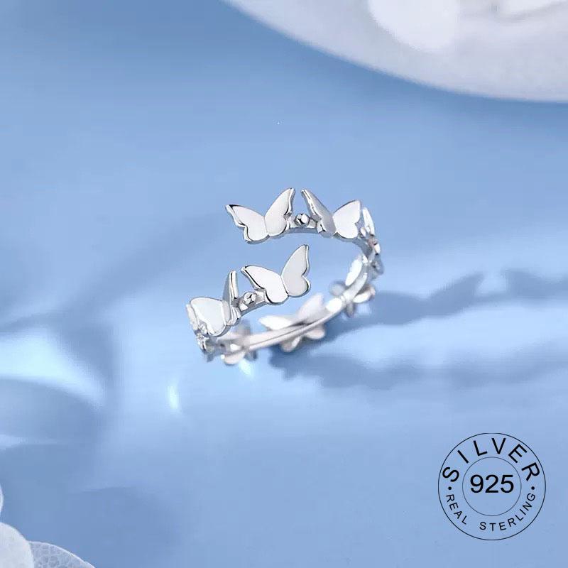 Xiaomi 925 Sterling Silver Rings For Women Geometric Fine Jewelry Finger Adjustable Plant Leaf Star Zircon Ring For Party Birthday Gift