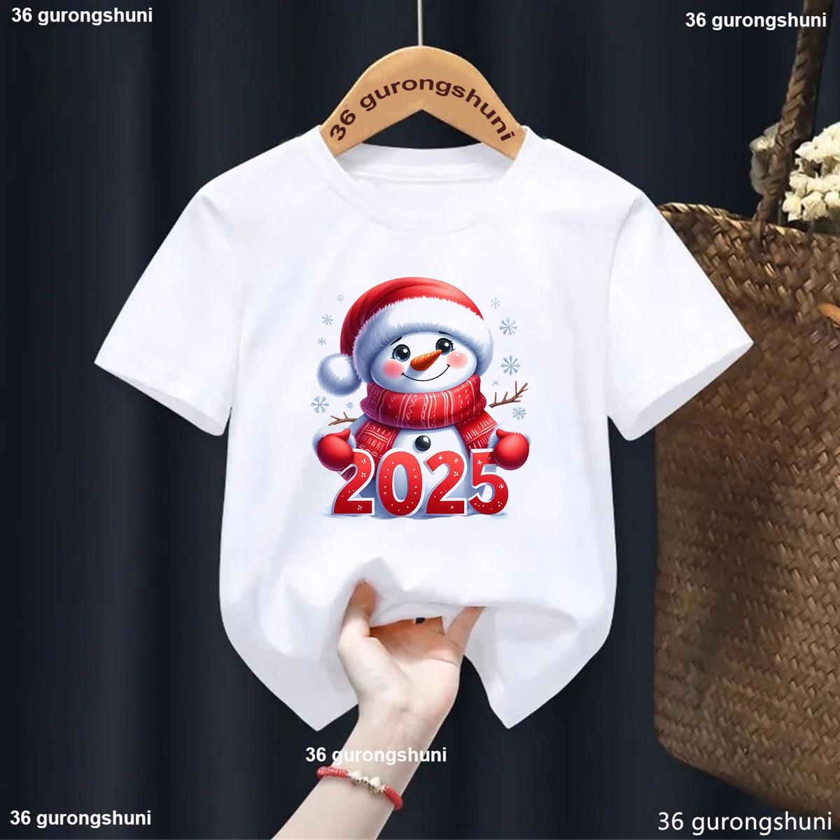 Family Christmas 2025 ChildrenS New Year Clothes Christmas Party Gifts Clothing Tshirt Fashion Cute BoysGirls Tshirt 100