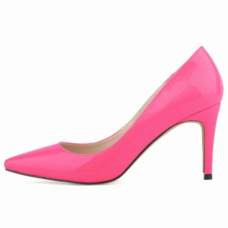 Sexy High Heels Woman Pumps 8 CM Fashion Pointed  Heel Women Shoes Elegant Black Red Job Wedding Pump Plus Size