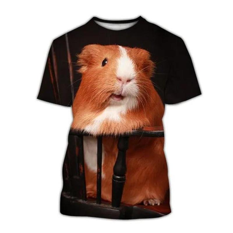 

Модная мужская футболка с 3D принтом морской свинки, футболка с короткими рукавами и милыми животными, летние топы, футболки, мужская уличная одежда 4XL