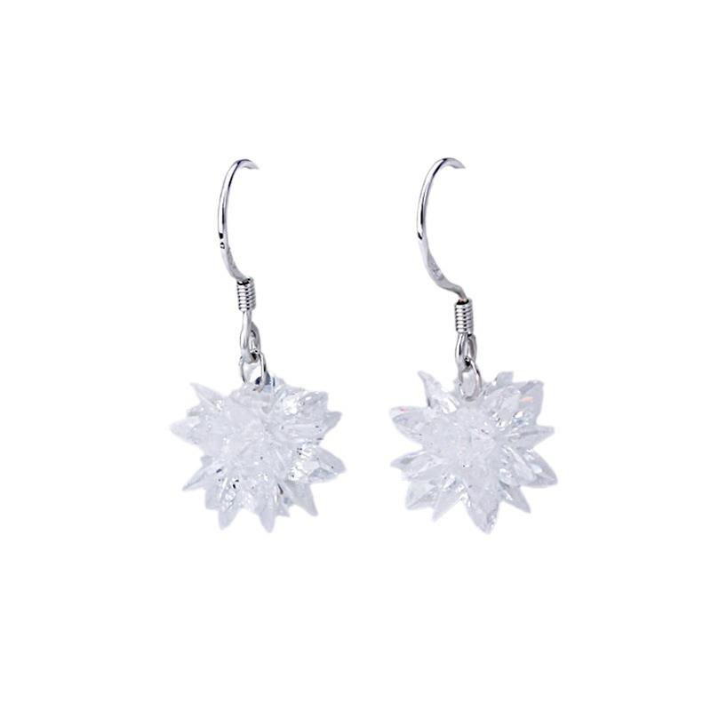 Korean Version of Earrings for Women, Beautiful Ice Flower Temperament Silver Earrings, Earrings, Floral Crystal Jewelry.