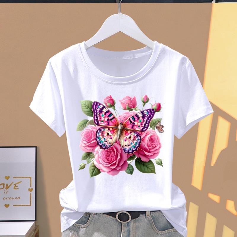 

(Asian Size) sweet love heart sweet 90s Clothing Print Graphic Tee Female Casual Fashion T Women s Top Short Sleeve T-shirts S