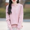 Spring New Hooded Knitted Cardigan with Buttons, Solid Color Loose and Versatile Top Coat