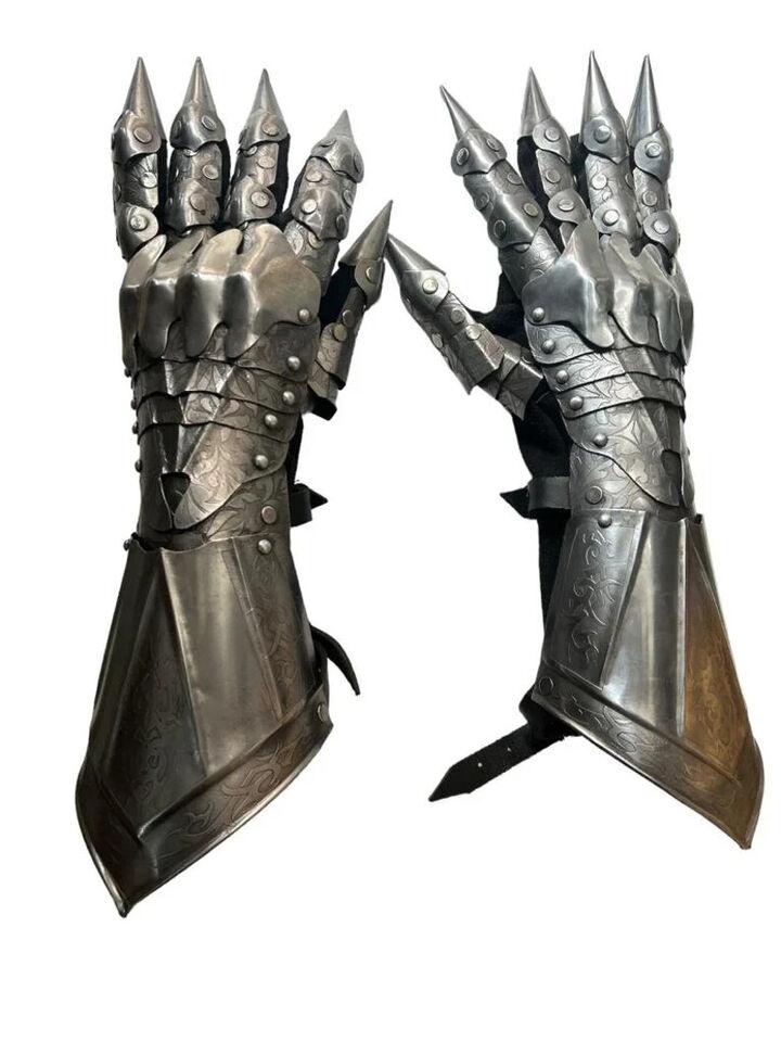 

Handmade Silver Finish Gauntlets-Steel Medieval Armor Gloves