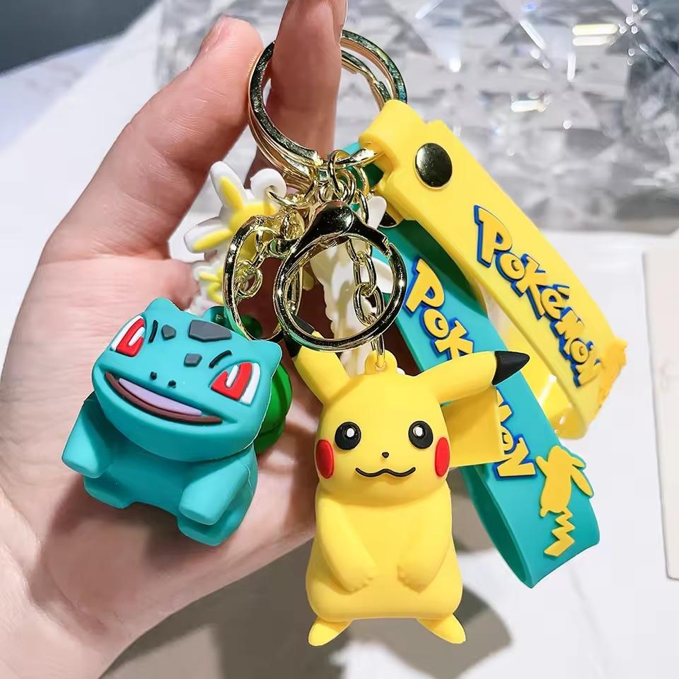 Pokemon Keychain Pikachu Anime Cute Action Figure Cartoon Fashion Charmander Psyduck Doll Keyring Car Bag Ornaments Kid Gifts