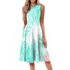 Damen Casual Mode Tie-Dye Bedrucktes Rundhals Ärmellos Einfarbiges Midi-Kleid