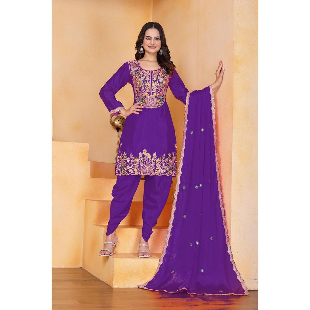 Presenting  New Designer Embroidered Dhoti Suit With Coding Sequence Embroidered Work
