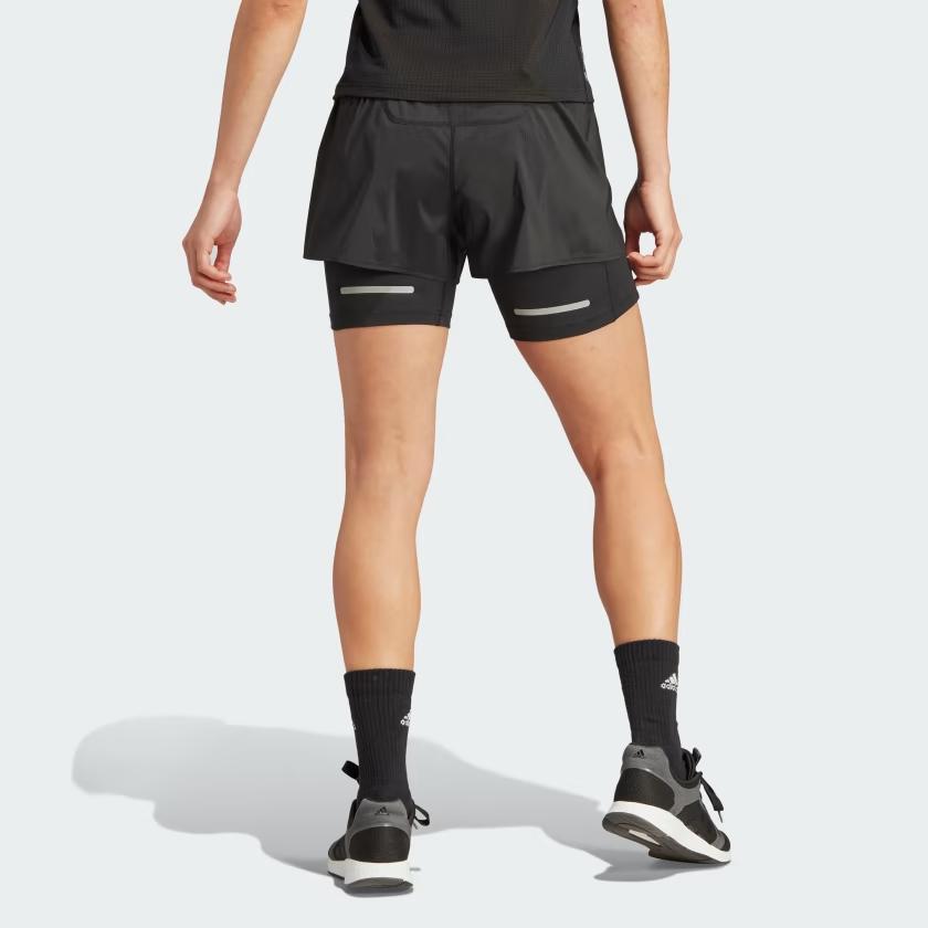 adidas Women Ultimate Two-in-One Aeroready Moisture-Wicking Reflective Running Shorts Recycled Polyester Black IM1866